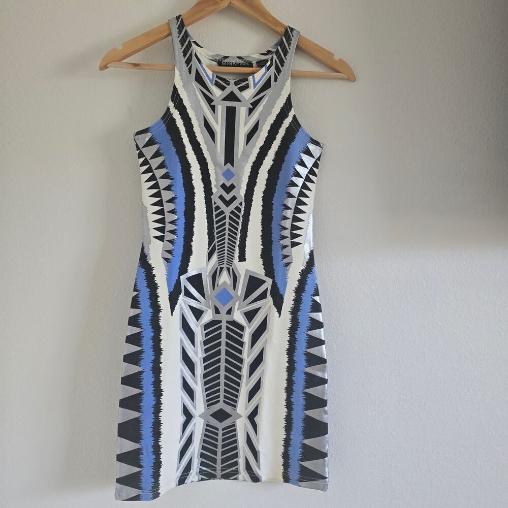 *NWT Minkpink Bodycon Mini Dress-XS Festival Aztec Futuristic